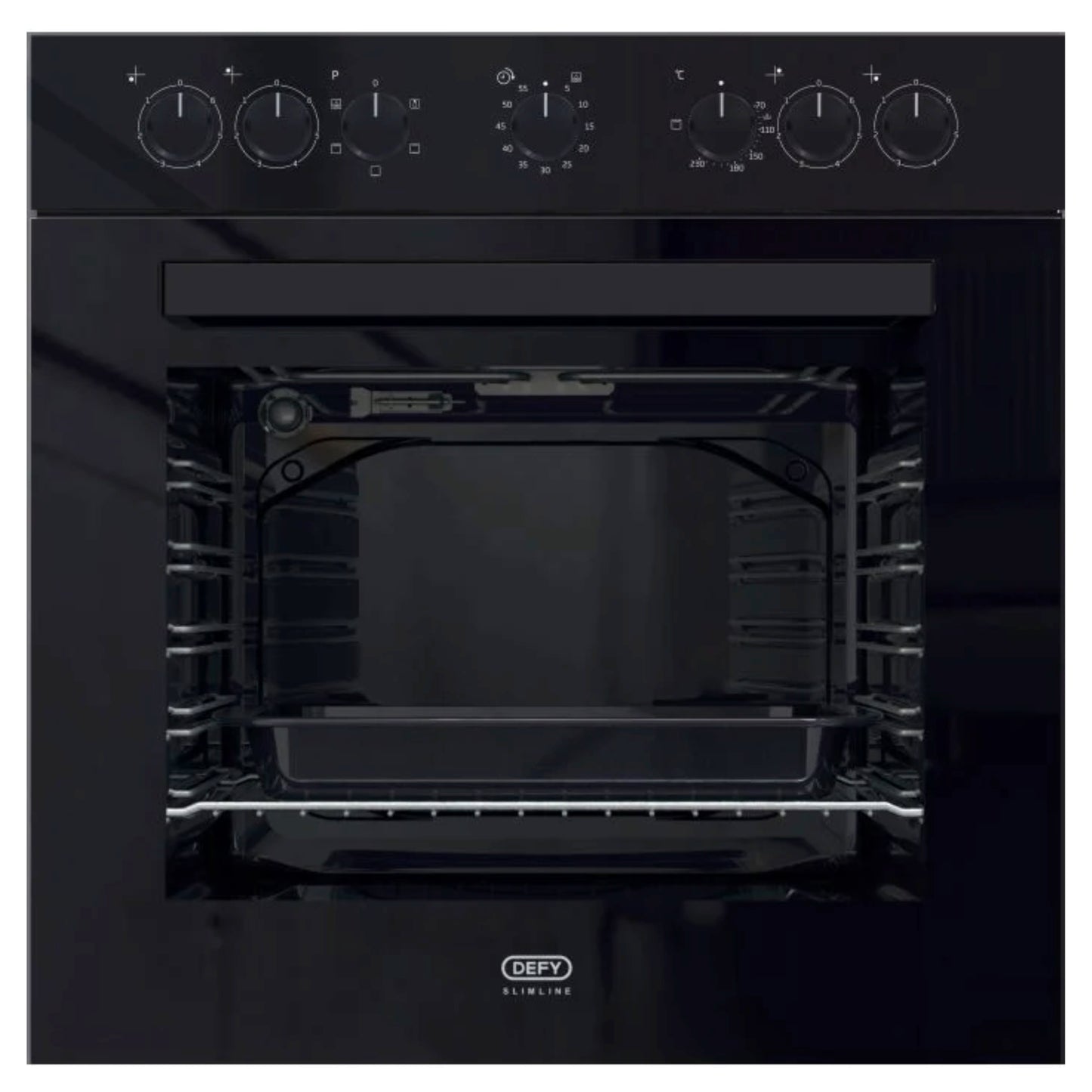 Defy Slimline 600 Undercounter Built-in Oven - DBO482E - Black Glass - Ismails Furnishers