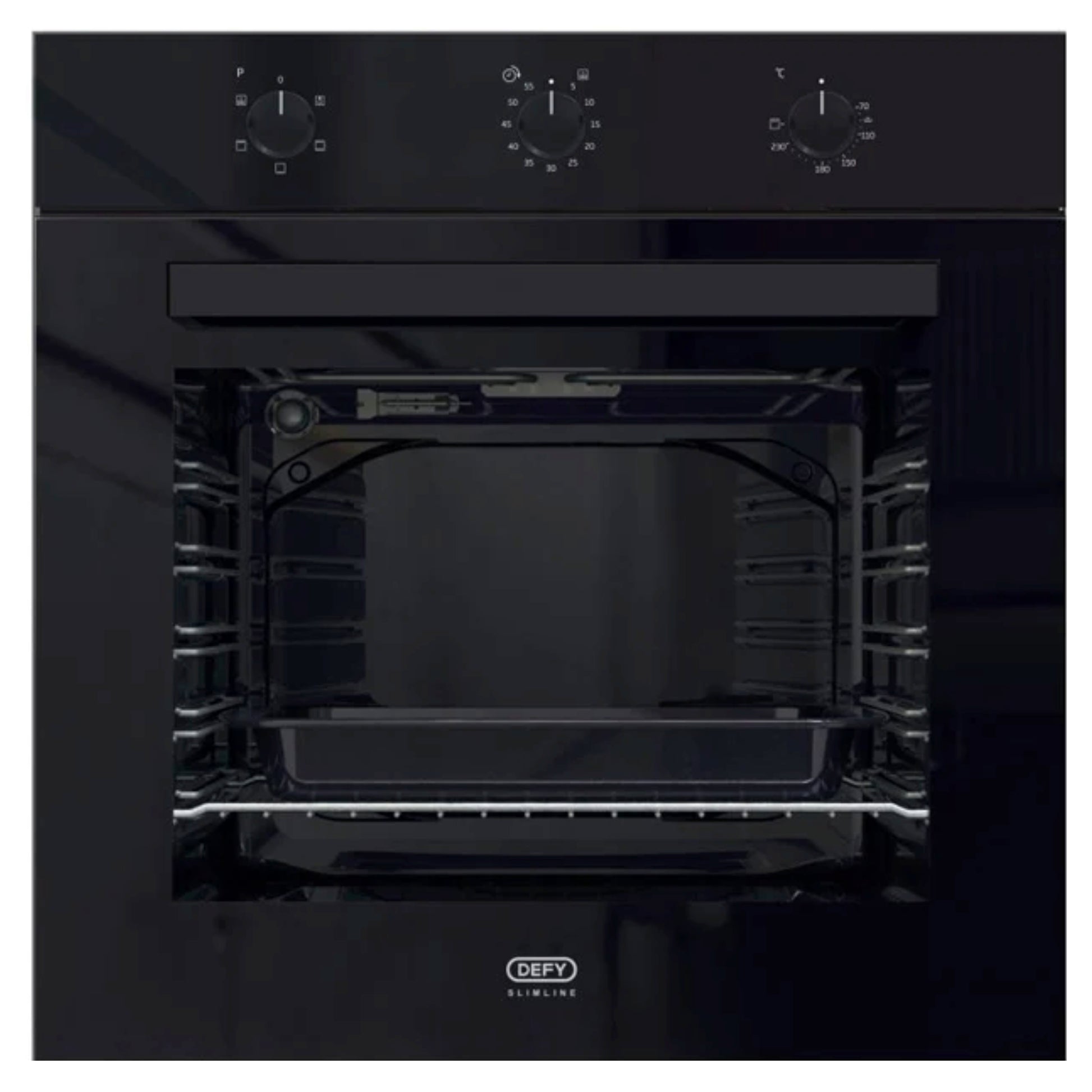 Defy Slimline 600 Eye Level Built-in Oven - DBO483E - Black Glass - Ismails Furnishers