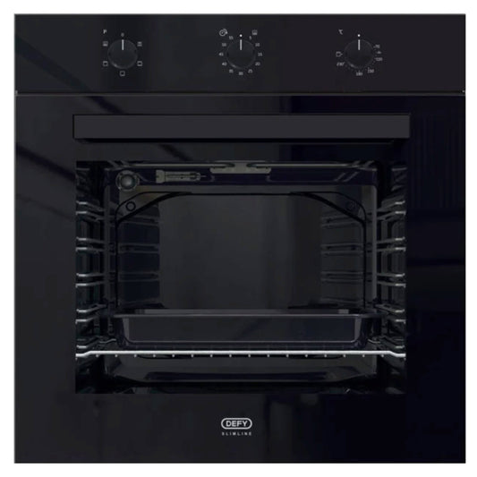 Defy Slimline 600 Eye Level Built-in Oven - DBO483E - Black Glass - Ismails Furnishers