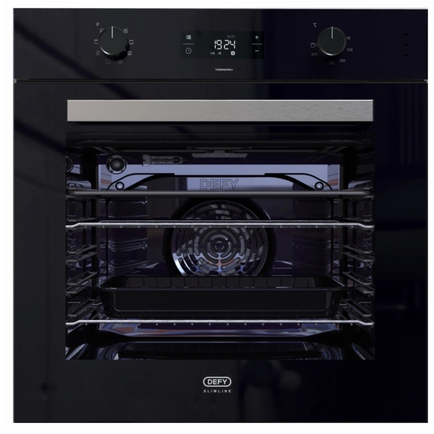 Defy 60cm Slimline Thermofan Multifunction Eye Level Oven - DBO489 - Black
