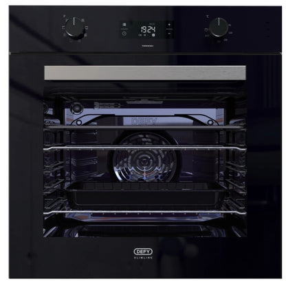 Defy 60cm Slimline Thermofan Multifunction Eye Level Oven - DBO489 - Black