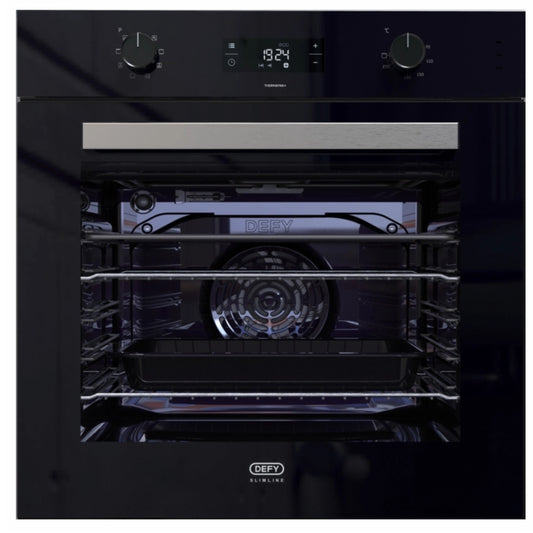 Defy 60cm Slimline Thermofan Multifunction Eye Level Oven - DBO489 - Black