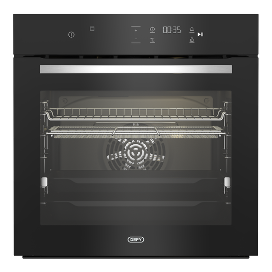 Defy 60cm Slimline Thermofan + Airfire Eye Level Oven - Black - DBO499