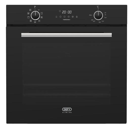 Defy 60cm Slimline Thermofan Eye Level Oven - Black - DBO689