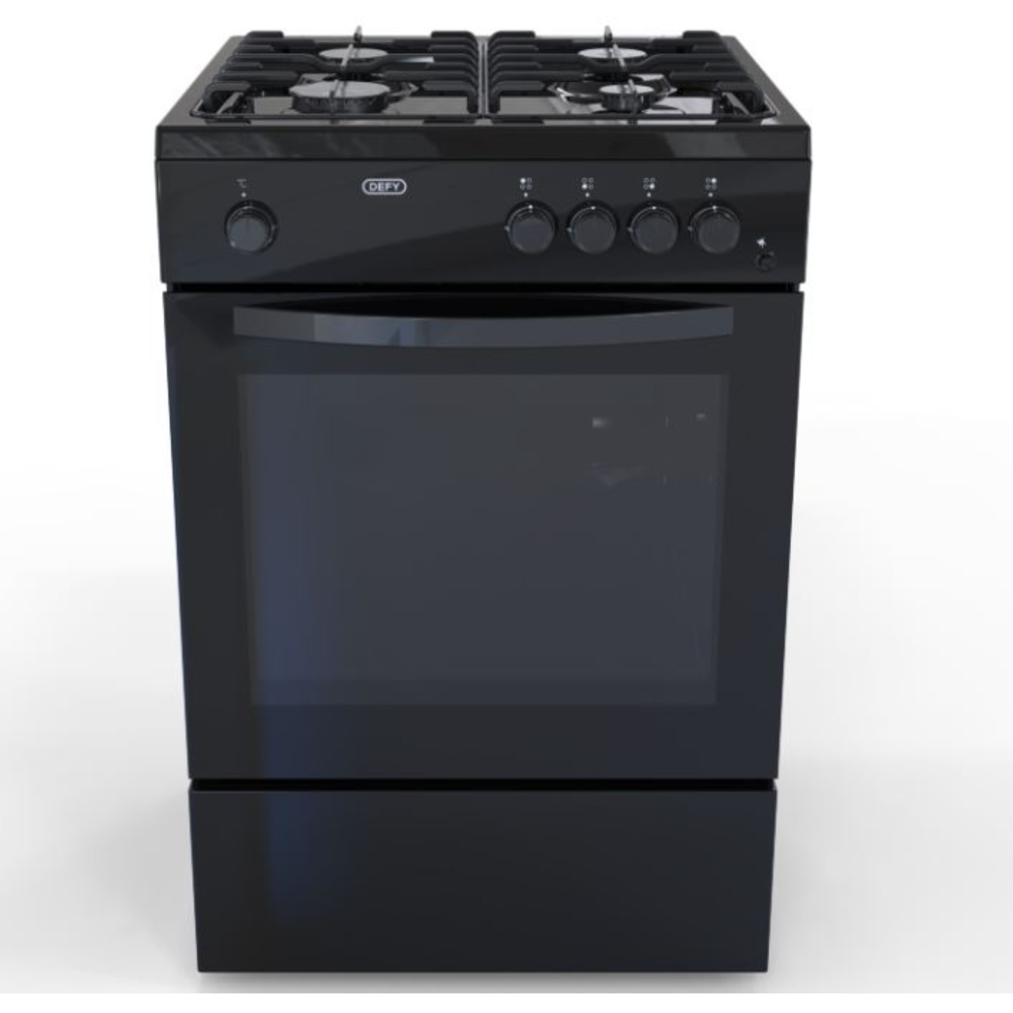 Defy 60cm 4 Burner Free Standing Full Gas Cooker - Black - DGS670X