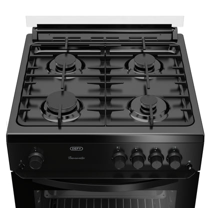 Defy 60cm 4 Burner Free Standing Full Gas Cooker - Black - DGS670X