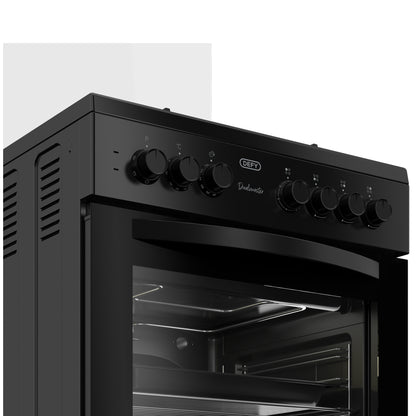 Defy 60cm 3 Burner + 1 Plate Free Standing Gas/Elec Cooker - Black - DGS679