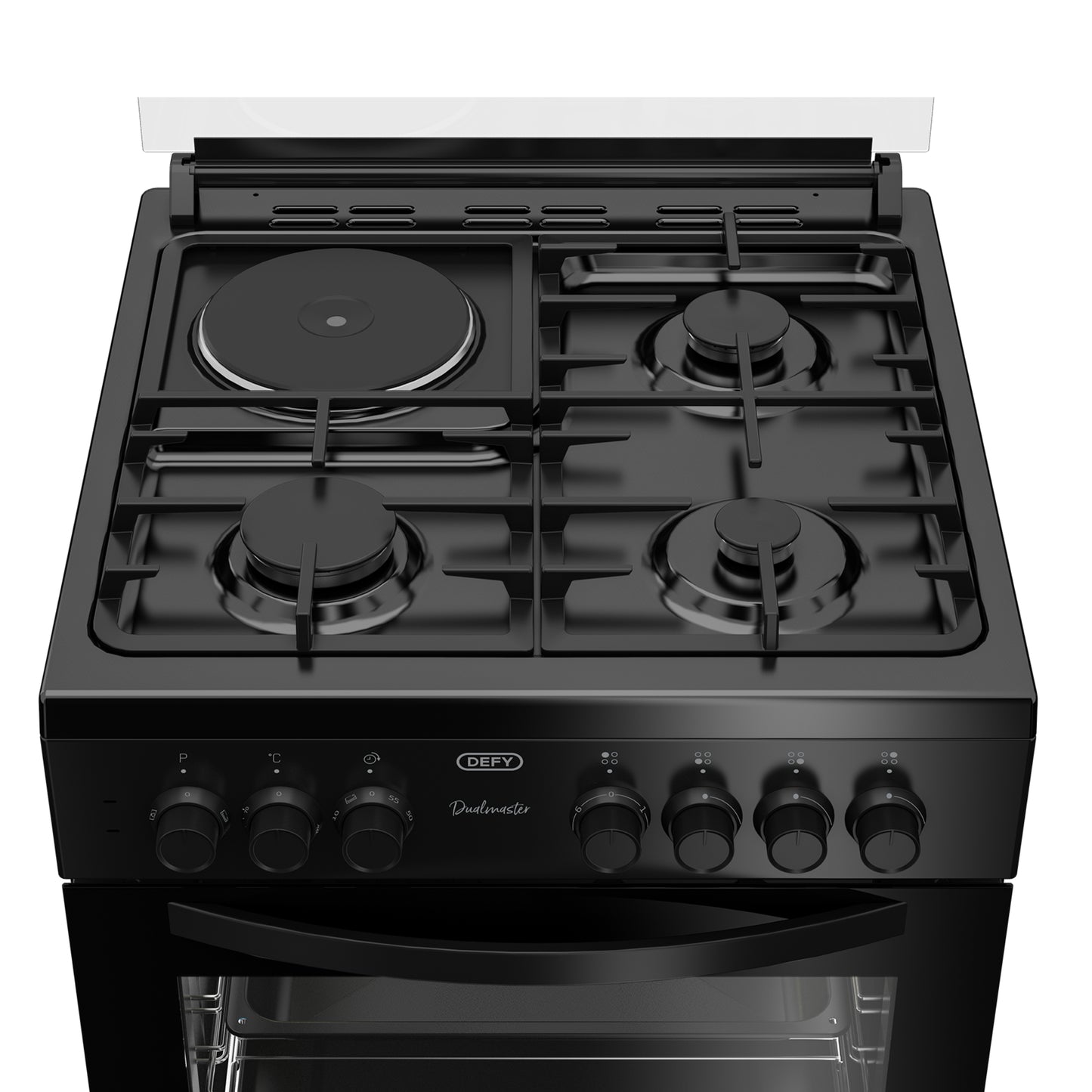 Defy 60cm 3 Burner + 1 Plate Free Standing Gas/Elec Cooker - Black - DGS679