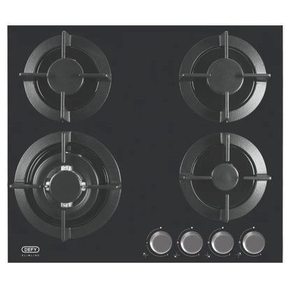 Defy 4 Burner Built-in Gas Hob - DHG604 - Black Glass - Ismails Furnishers