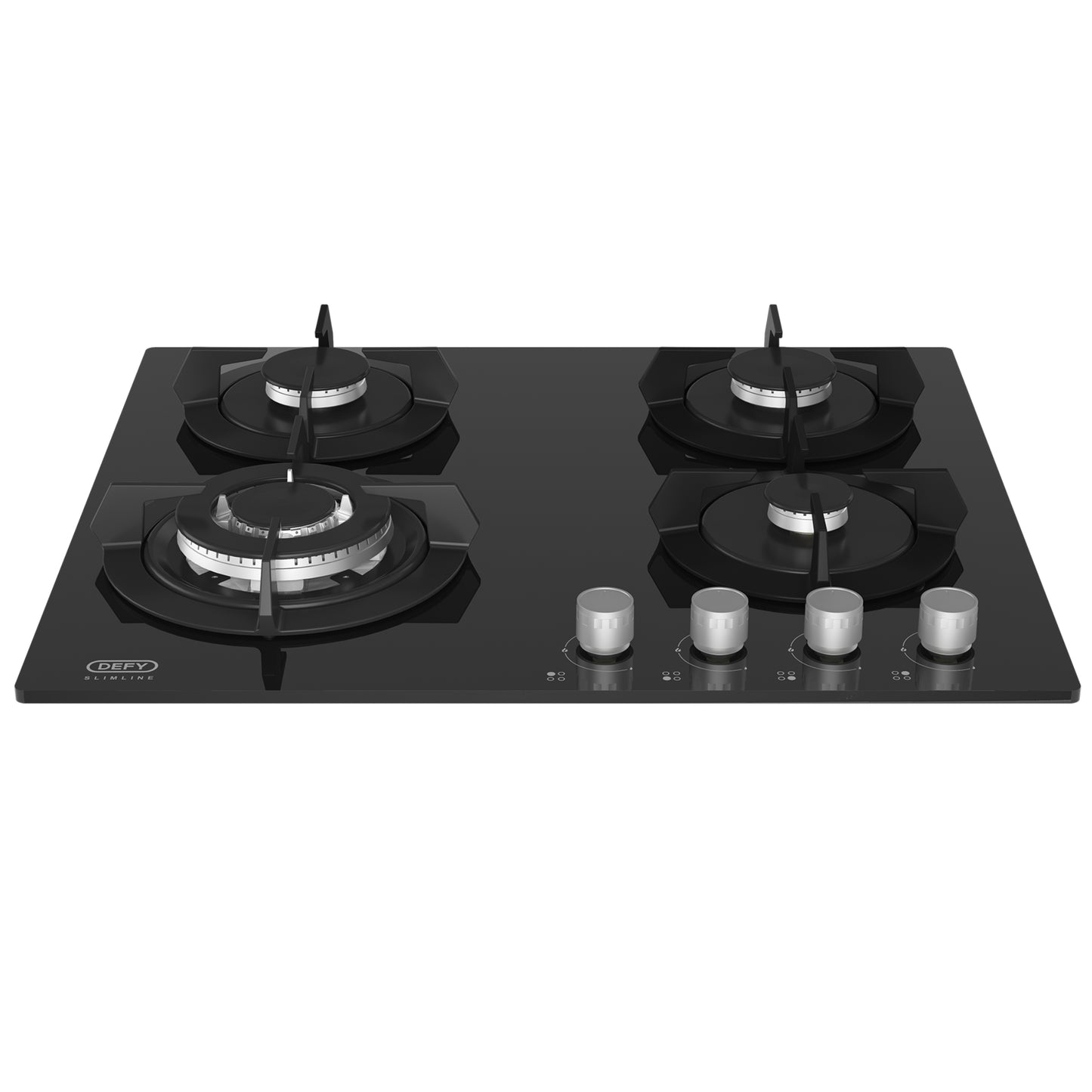 Defy 60cm 4 Burner Built-in Gas-On-Glass Hob - Black - DHG604