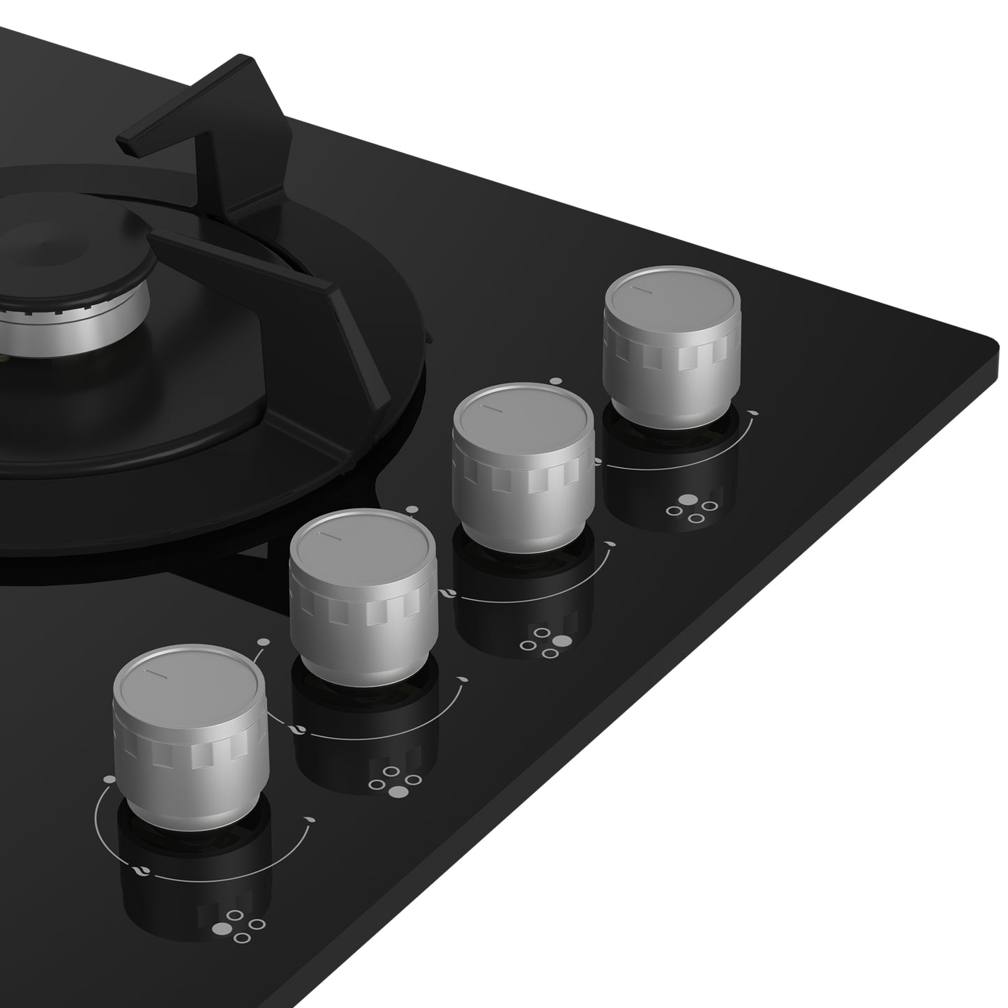 Defy 60cm 4 Burner Built-in Gas-On-Glass Hob - Black - DHG604