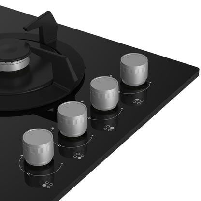 Defy 60cm 4 Burner Built-in Gas-On-Glass Hob - Black - DHG604