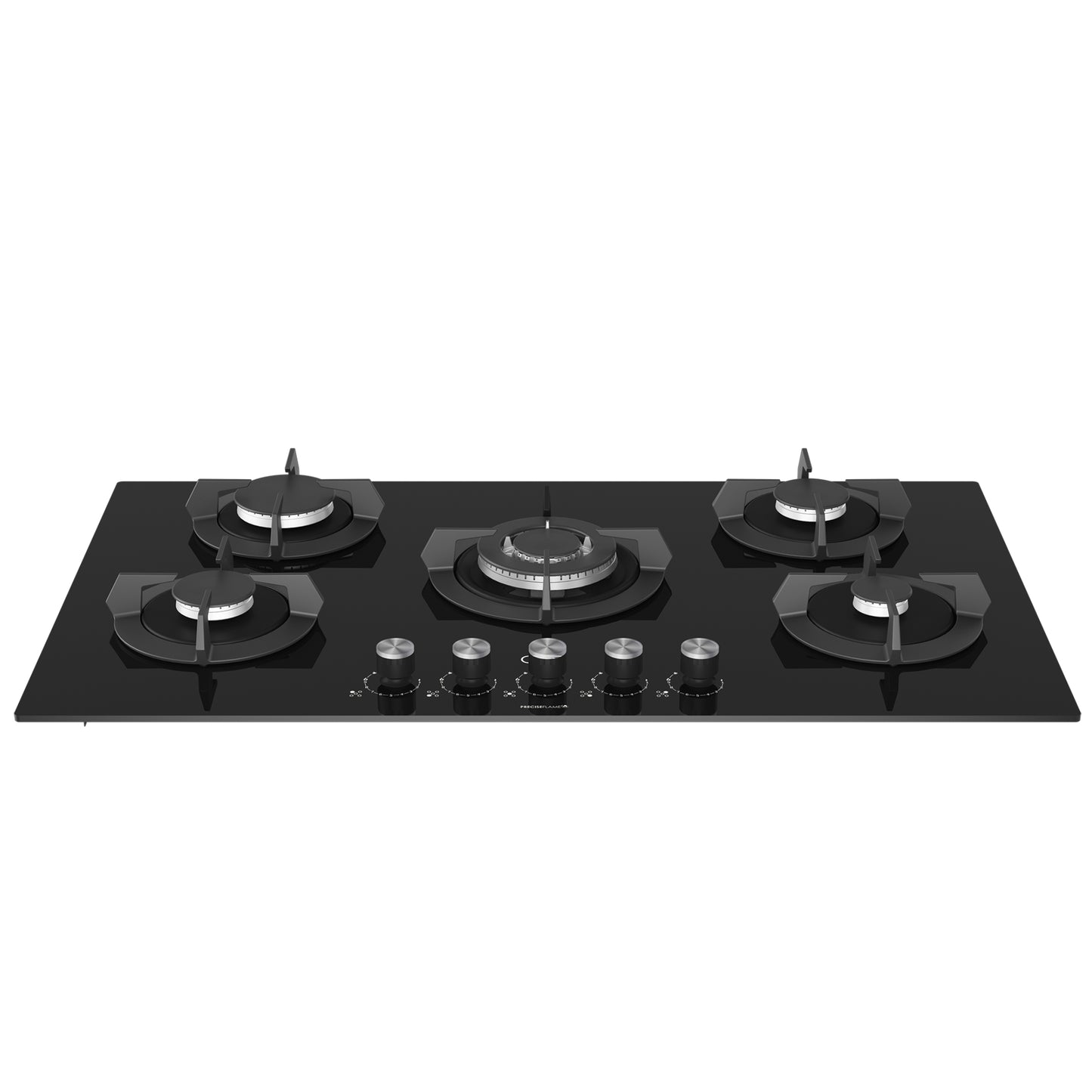Defy 90cm 5 Burner Built-in Gas-On-Glass Hob with Wok - Black - DHG905