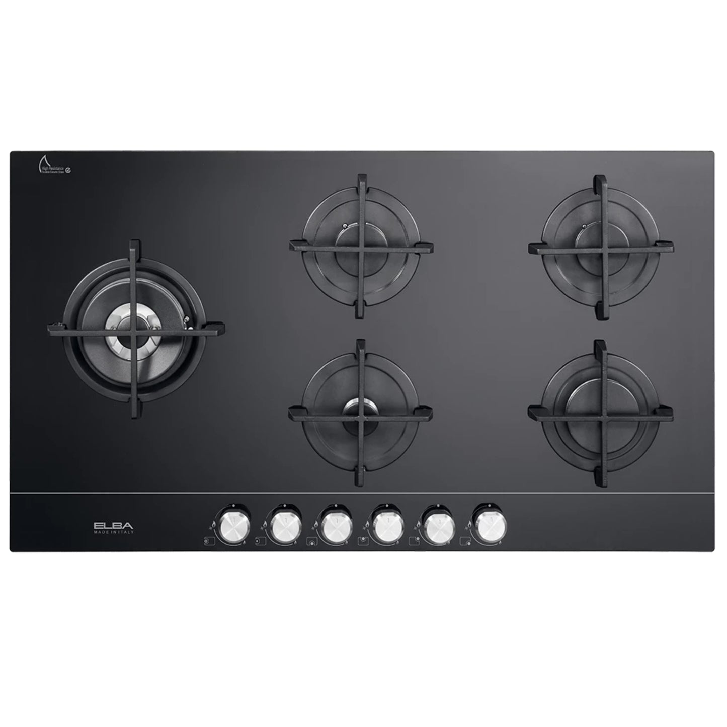 Elba Elio 90cm 5 Burner Gas Hob - Black - 02/ELIO 95-565CG