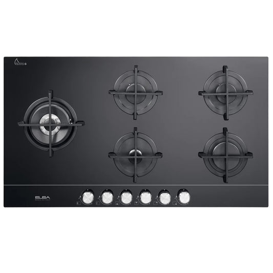 Elba Elio 90cm 5 Burner Gas Hob - Black - 02/ELIO 95-565CG