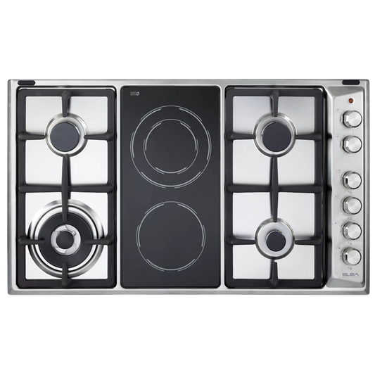 Elba 90cm 4 Burner + 2  Vitro Ceramic Gas Hob - Stainless Steel - 02/EN95-425XD