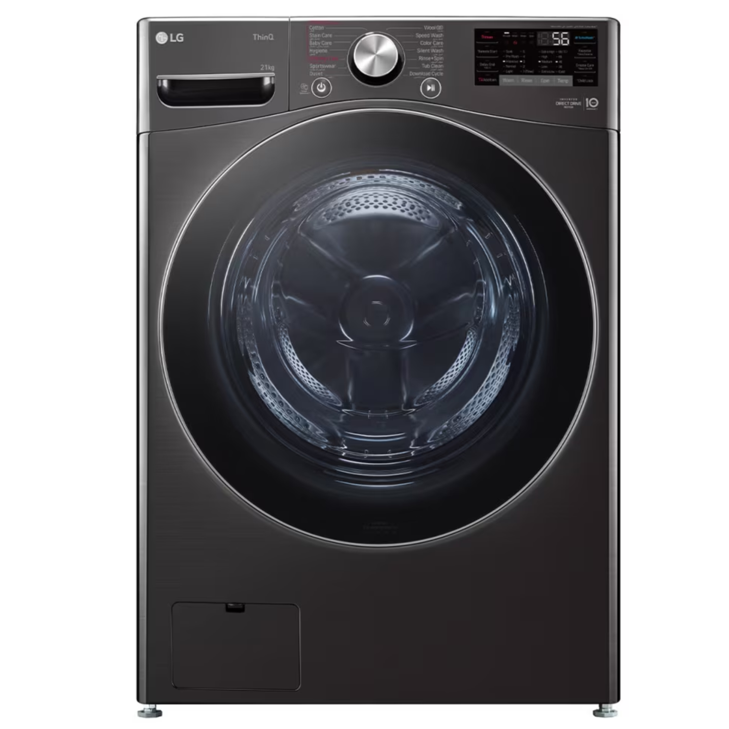 LG 21Kg Front Loader Washing Machine - Black Steel - F0P2CYV2E