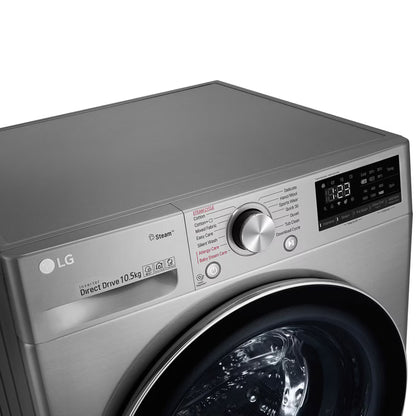 LG 10.5kg Front Loader Washing Machine - Platinum Black - F4V5RYP2T