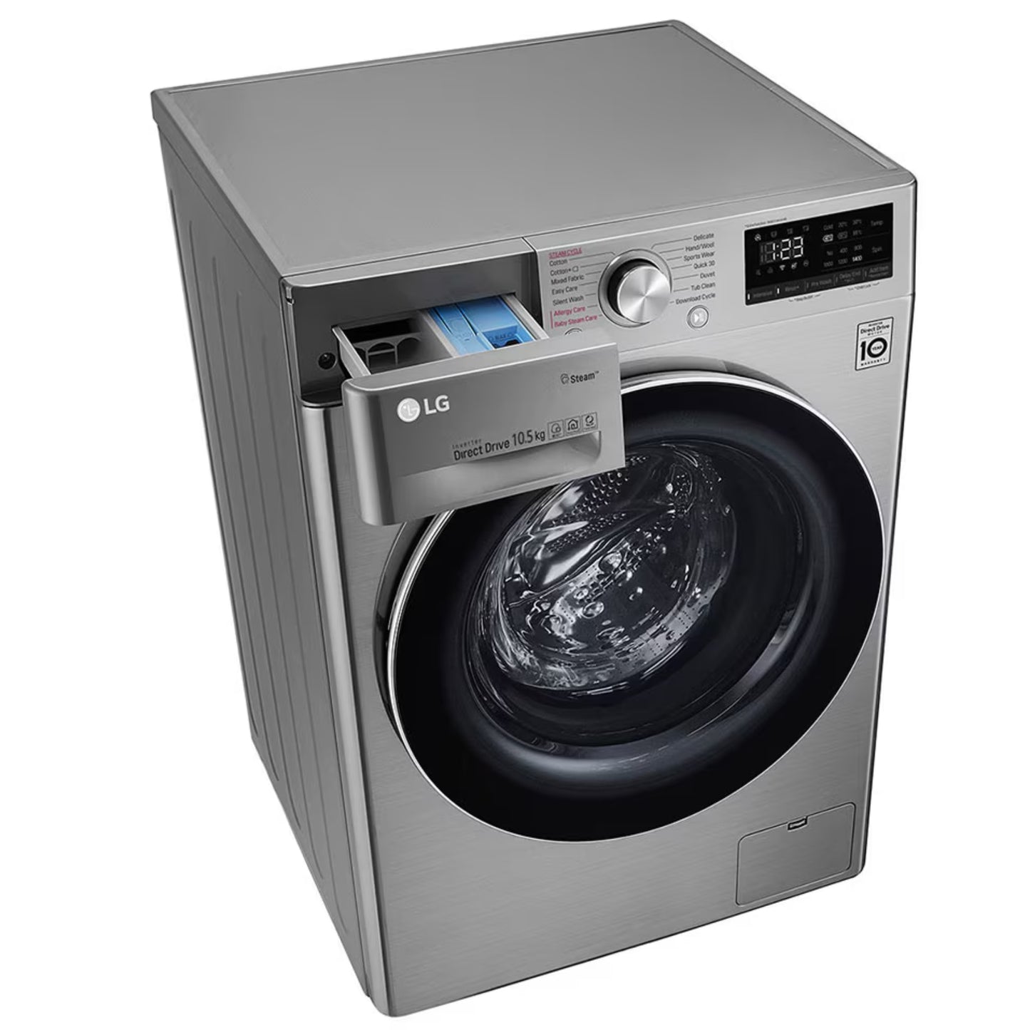 LG 10.5kg Front Loader Washing Machine - Platinum Black - F4V5RYP2T