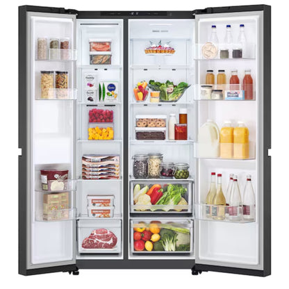 LG 658L Side by Side Fridge/Freezer - GC-B257KQJW - Black