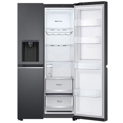 LG 617L Net Side by Side Fridge/Freezer With Water Dispenser Non Plumbed - Black - GC-J257SQ2W