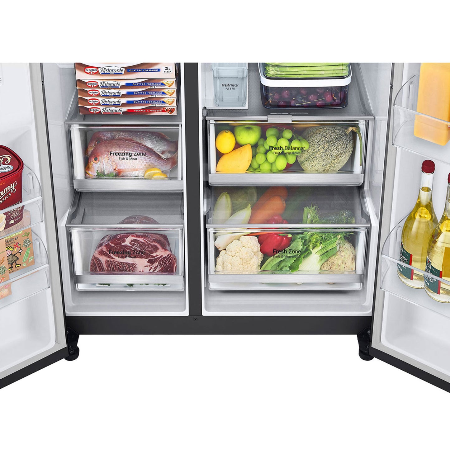 LG 617L Net Side by Side Fridge/Freezer With Water Dispenser Non Plumbed - Black - GC-J257SQ2W