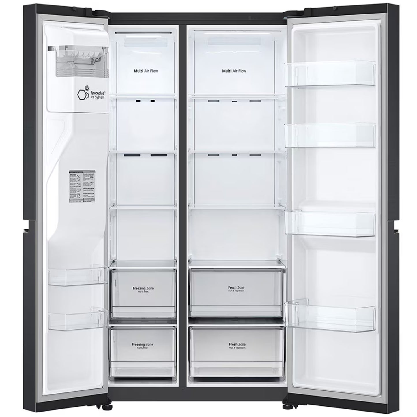 LG 611L Side by Side Fridge/Freezer - GC-L257SQSL - Matte Black