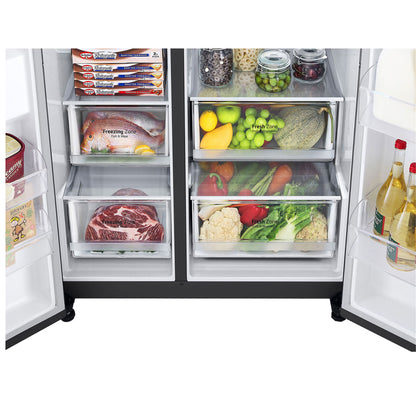 LG 611L Side by Side Fridge/Freezer - GC-L257SQSL - Matte Black