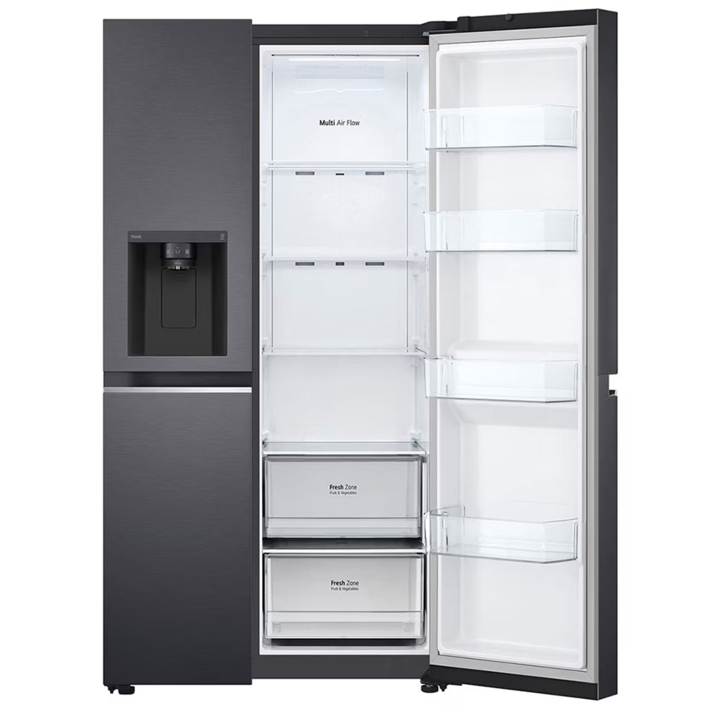 LG 611L Side by Side Fridge/Freezer - GC-L257SQSL - Matte Black