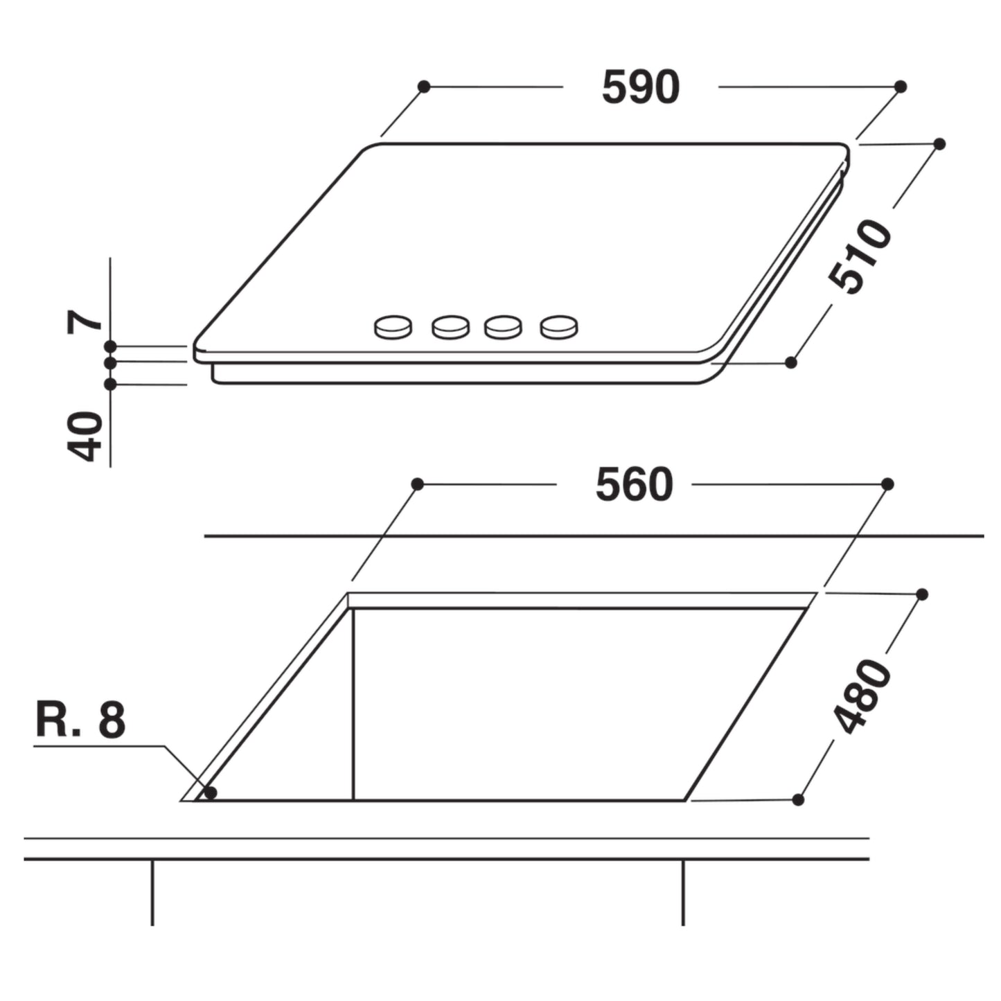 Whirlpool 60cm 4 Burner Gas Hob - Stainless Steel - GMA6422IX