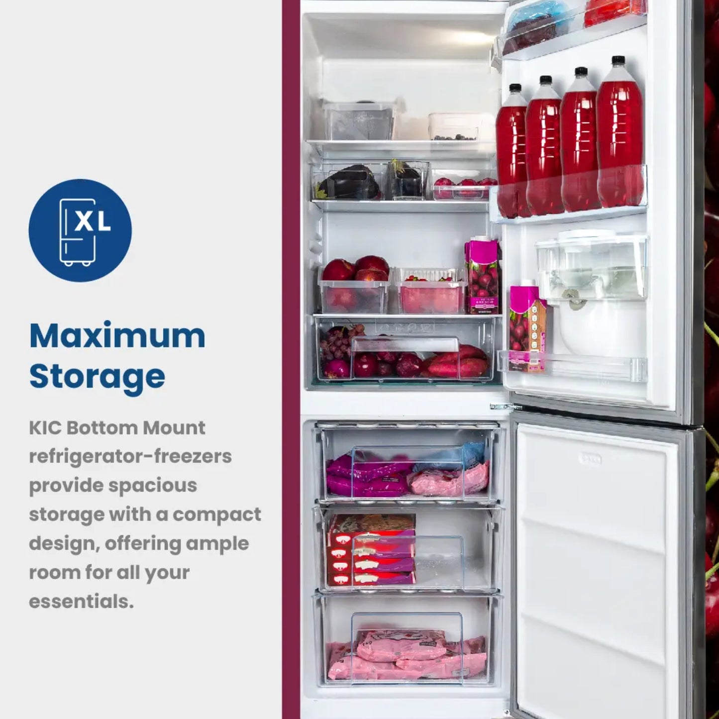 KIC 276L Combi Fridge/Freezer With Water Dispenser - Metallic - KBF631ME WD