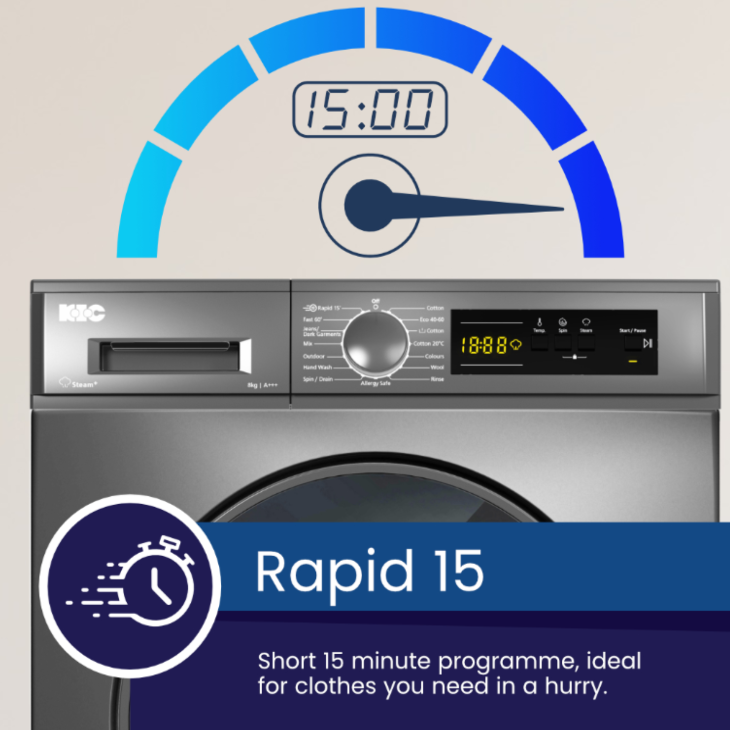 KIC 6kg Front Loader Washing Machine - Grey - KFL610GR
