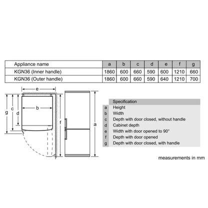 Bosch Serie 2 302l Combi Fridge/Freezer - KGN36NL30Z - Inox Look