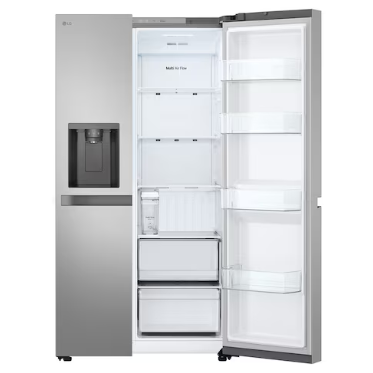 LG 625L Net Side by Side Fridge/Freezer With Water and Ice Dispenser Non Plumbed - Platinum Silver - GC-L257KLKW
