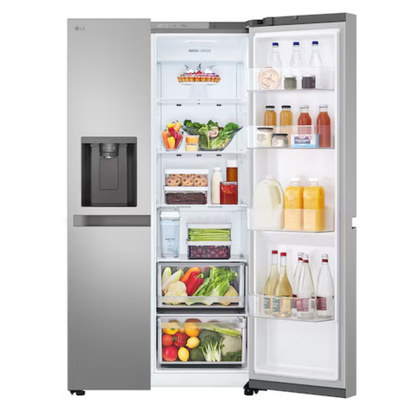 LG 625L Net Side by Side Fridge/Freezer With Water and Ice Dispenser Non Plumbed - Platinum Silver - GC-L257KLKW
