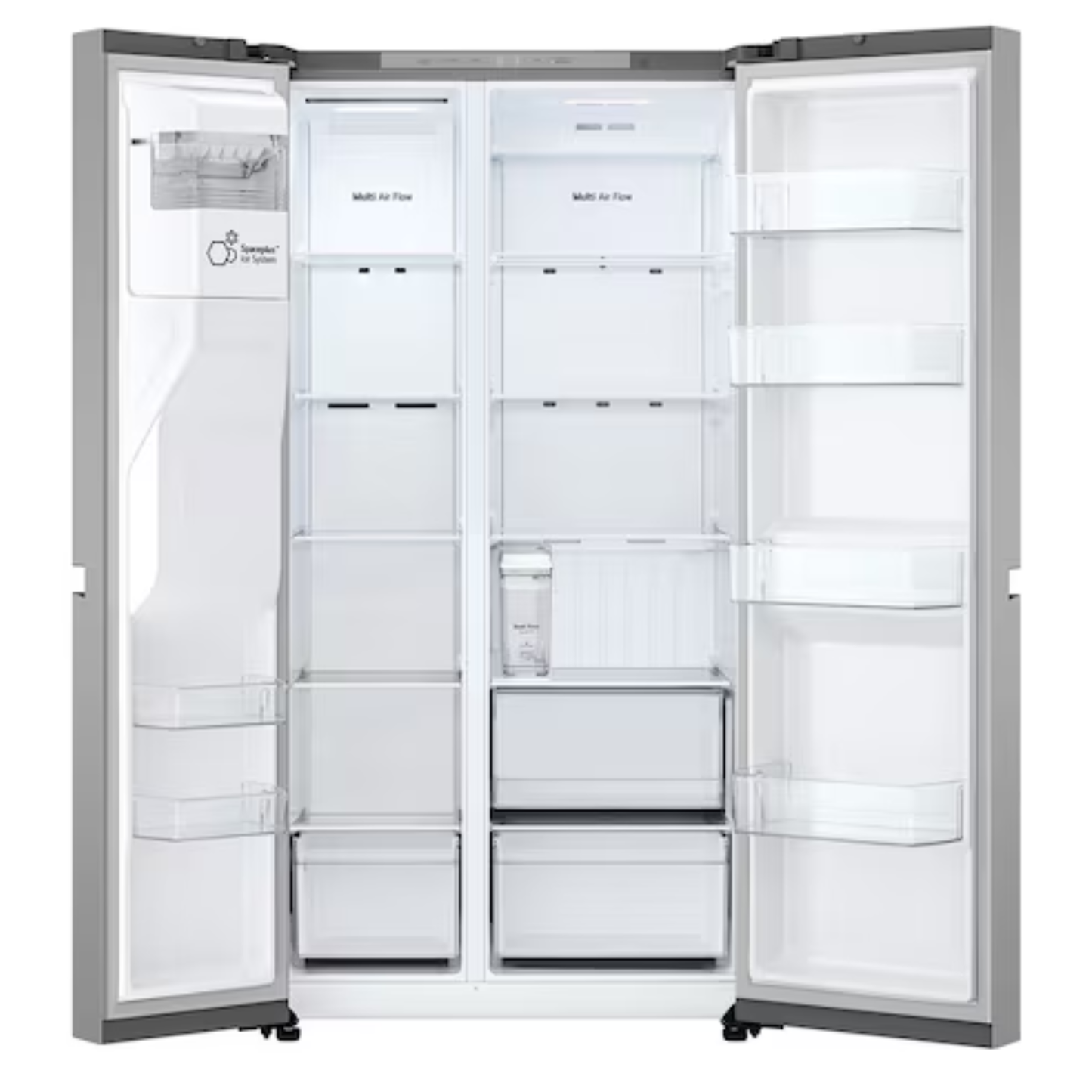 LG 625L Net Side by Side Fridge/Freezer With Water and Ice Dispenser Non Plumbed - Platinum Silver - GC-L257KLKW