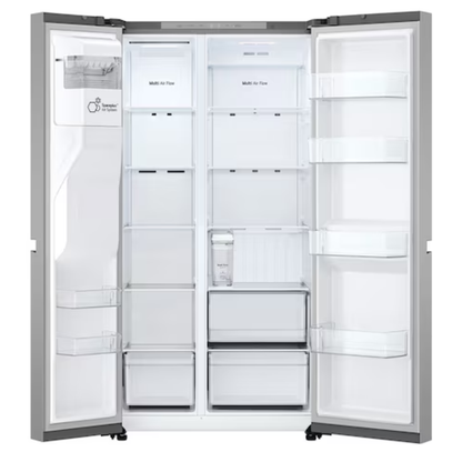 LG 625L Net Side by Side Fridge/Freezer With Water and Ice Dispenser Non Plumbed - Platinum Silver - GC-L257KLKW
