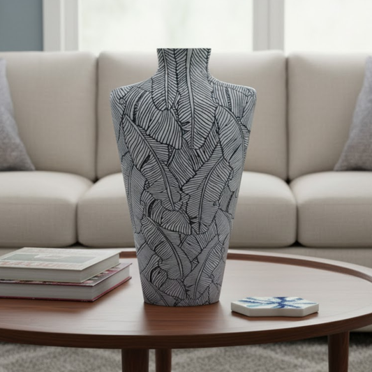 Resin Leaf Vase - White - ORN-151