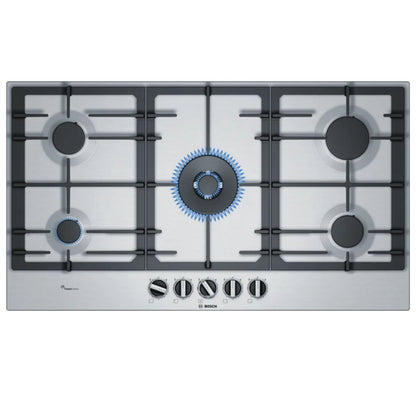 Bosch Serie 6 90cm 5 Burner Gas Hob with Wok Burner - PCR9A5B90Z