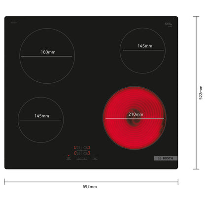 BOSCH 4 Plate Ceran Built-in Hob Black - PKE611BA2E