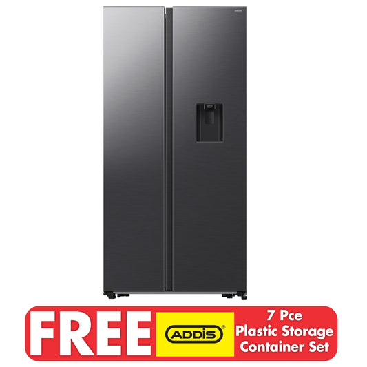 Samsung 560L Side by Side Fridge/Freezer With Water Dispenser - Gentle Matt Black - RS57DG4100B4FA