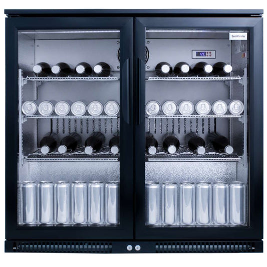 Snomaster 200L Under Counter Double Door Beverage Cooler - Black - SD-220