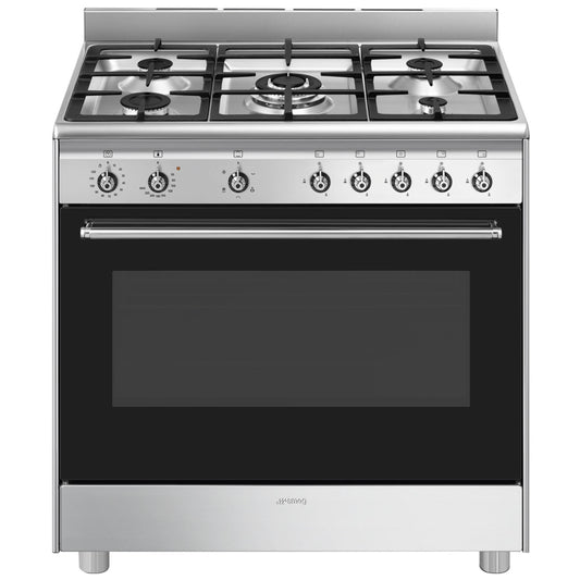 Smeg 90cm 5 Burner Free Standing Full Gas Cooker - Stainless Steel - SSA91GGX2
