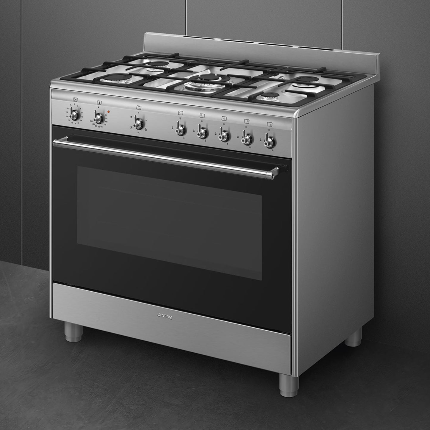 Smeg 90cm 5 Burner Free Standing Full Gas Cooker - Stainless Steel - SSA91GGX2