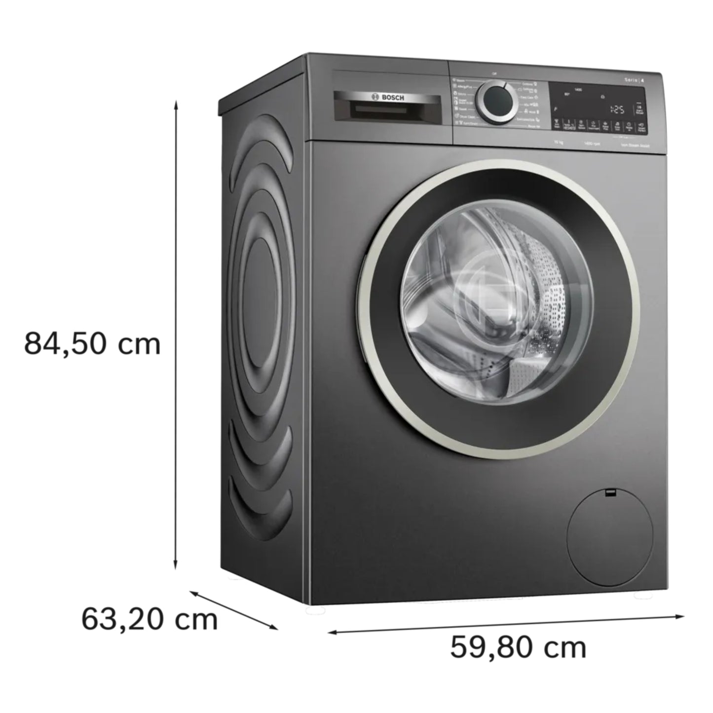 Bosch Serie 4 10kg Front Loader Washing Machine - Dark Grey - WGA254ZRZA