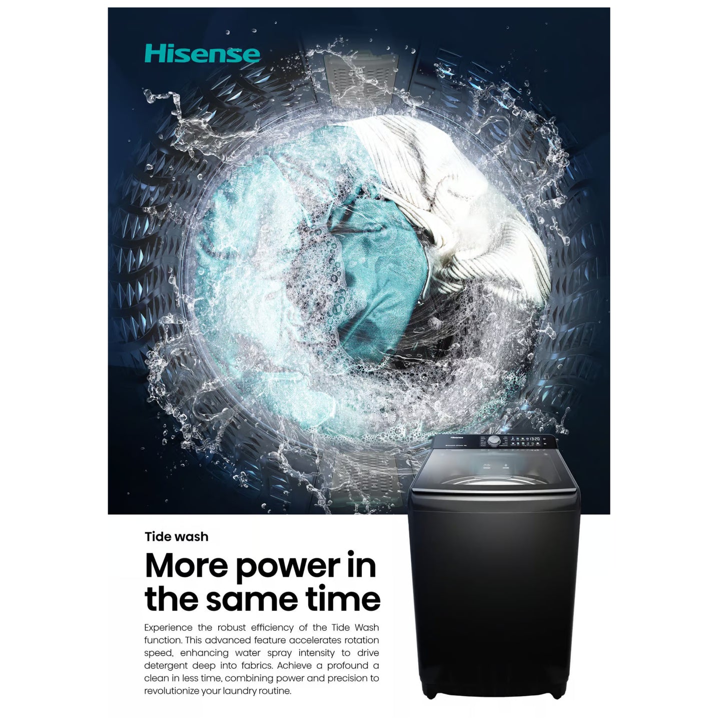 Hisense Tide 7 Series 21Kg Top Loader - Black - WT7T2125DB