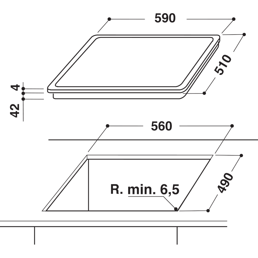 Whirlpool 60cm 4 Plate Ceran Hob - AKT8210