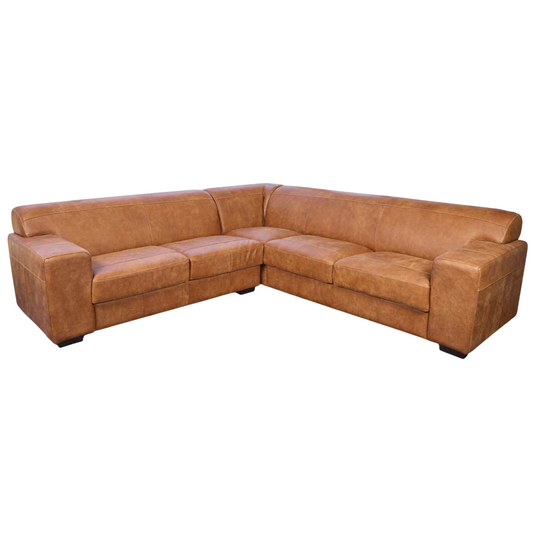 Barbados 2 Piece Corner Lounge Suite - Genuine Leather