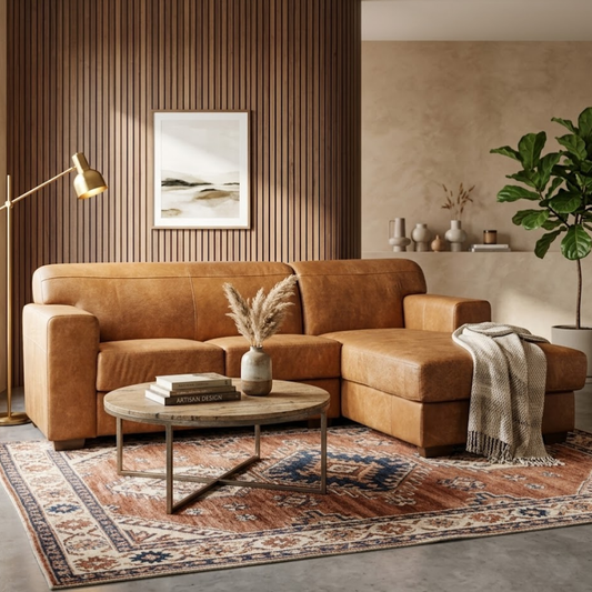 Barbados 2 Piece Lounge Suite with Daybed - Genuine Leather