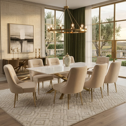 Carolina 9 Piece Dining Room Suite Table and 8 Chairs - Ismails Furnishers